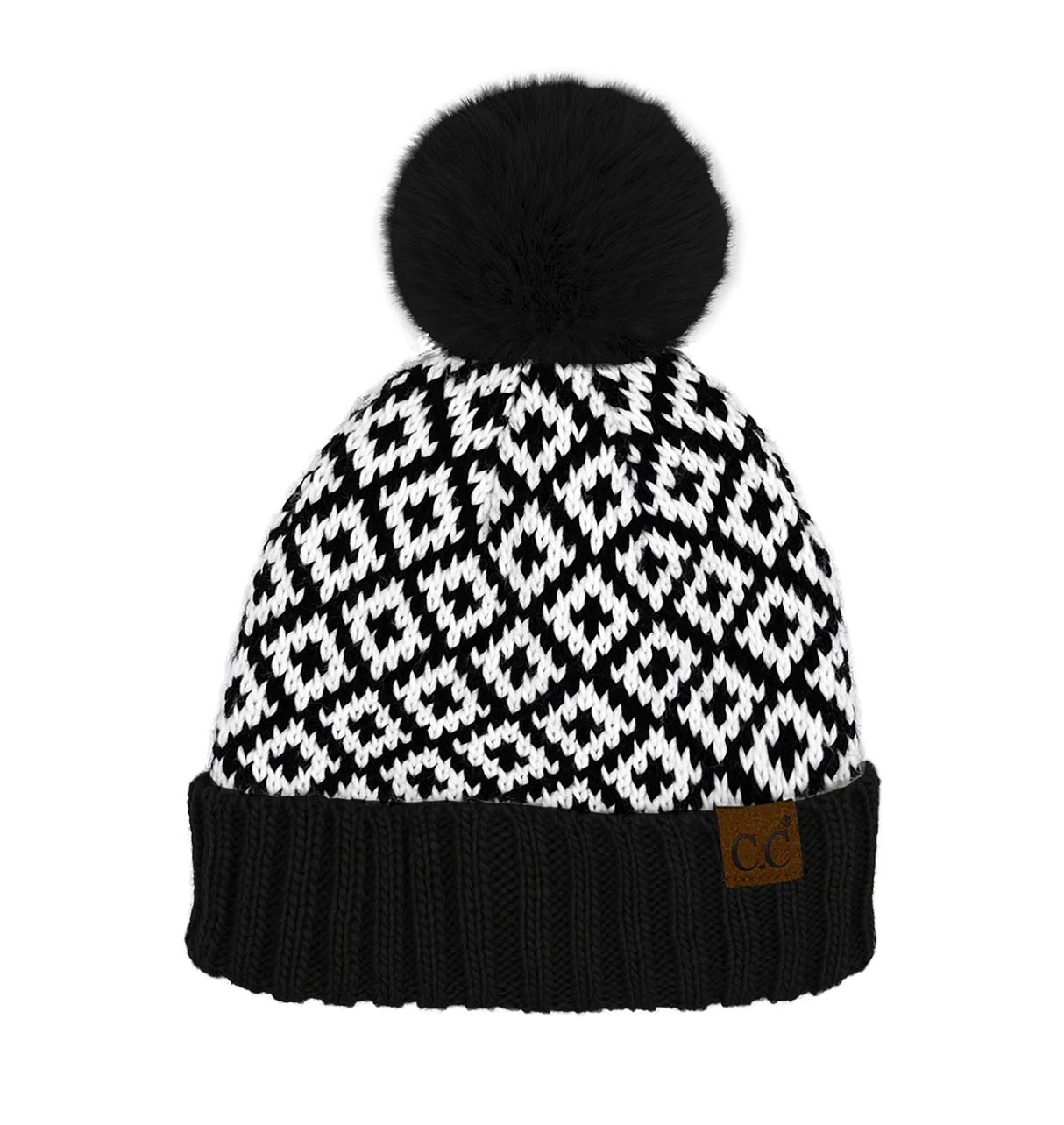 CC Diamond Pom Pom Beanie- Multiple Options-Hats-Joia HTE-0022-ultimatehousebuyers, Women's Fashion Boutique in Grinnell, Iowa