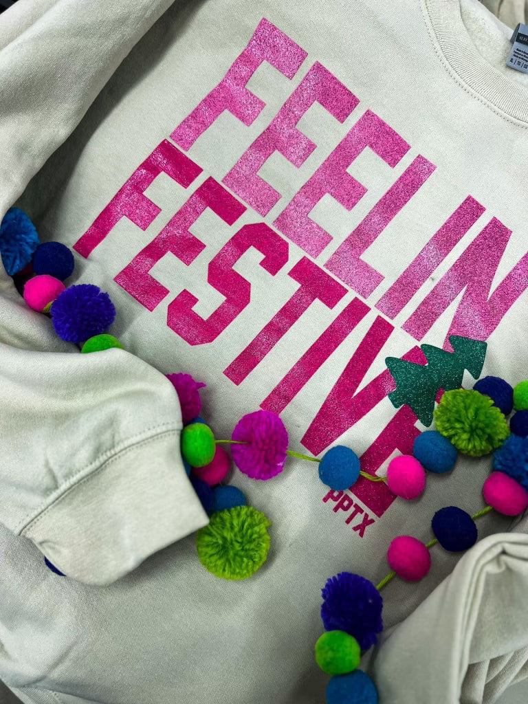 Feelin' Festive Crewneck Sweatshirt-Sweaters-ultimatehousebuyers-ultimatehousebuyers, Women's Fashion Boutique in Grinnell, Iowa