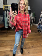 All Starts Now Plaid Button Down Top - Paprika-Long Sleeves-La Miel SRT-7808-z1-ultimatehousebuyers, Women's Fashion Boutique in Grinnell, Iowa