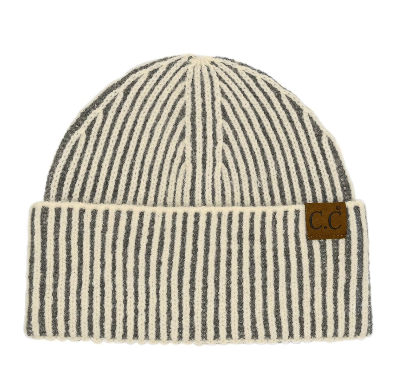 CC Contrast Stripe Cuff Beanie- Multiple Options-Hats-Joia HTC-0043-ultimatehousebuyers, Women's Fashion Boutique in Grinnell, Iowa