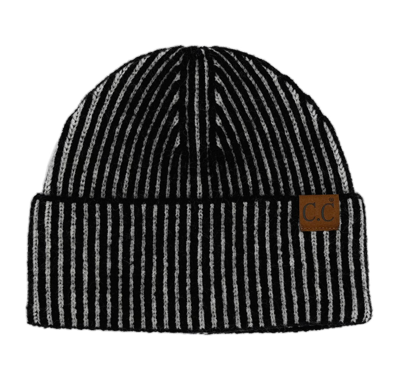 CC Contrast Stripe Cuff Beanie- Multiple Options-Hats-Joia HTC-0043-ultimatehousebuyers, Women's Fashion Boutique in Grinnell, Iowa