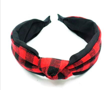 Plaid Mid Knot Headband- Multiple Options-Hair Accessories-Joia EHB-6843B-ultimatehousebuyers, Women's Fashion Boutique in Grinnell, Iowa