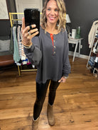 Take It From Me Henley Sweatshirt - Dusk Orange-Sweaters-Bucketlist T2037-ultimatehousebuyers, Women's Fashion Boutique in Grinnell, Iowa