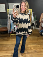 The Marcia Zig-Zag Stitch Sweater-Sweaters-Entro T21823-ultimatehousebuyers, Women's Fashion Boutique in Grinnell, Iowa