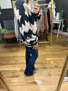 The Marcia Zig-Zag Stitch Sweater-Sweaters-Entro T21823-ultimatehousebuyers, Women's Fashion Boutique in Grinnell, Iowa