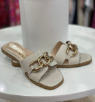 Miley Sandal With Chain Detail- Cream-Sandals-Ccocci-ultimatehousebuyers, Women's Fashion Boutique in Grinnell, Iowa