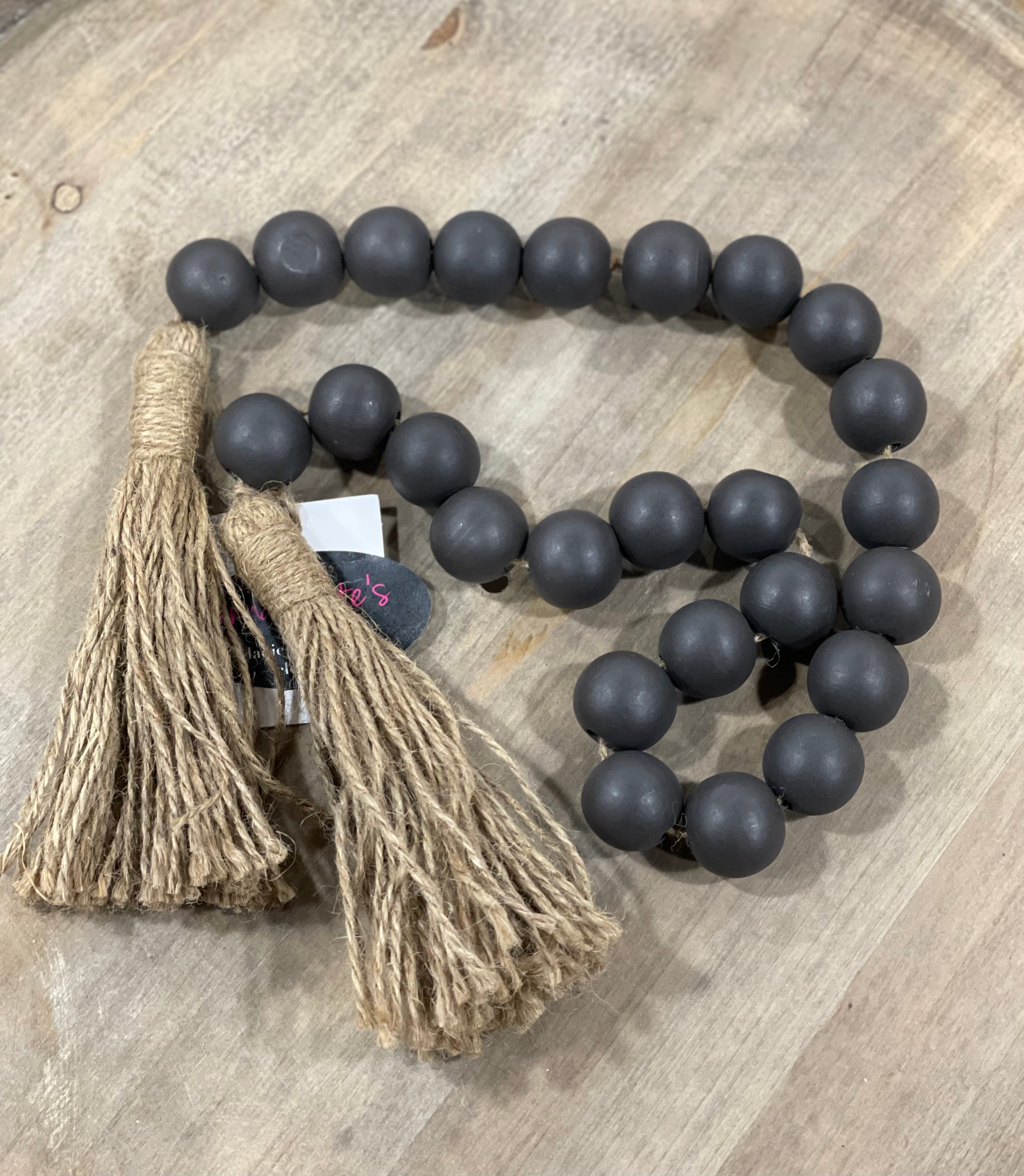 Dark Charcoal Wood Beaded Garland-Home & Garden-Creative Brands- G2622-ultimatehousebuyers, Women's Fashion Boutique in Grinnell, Iowa