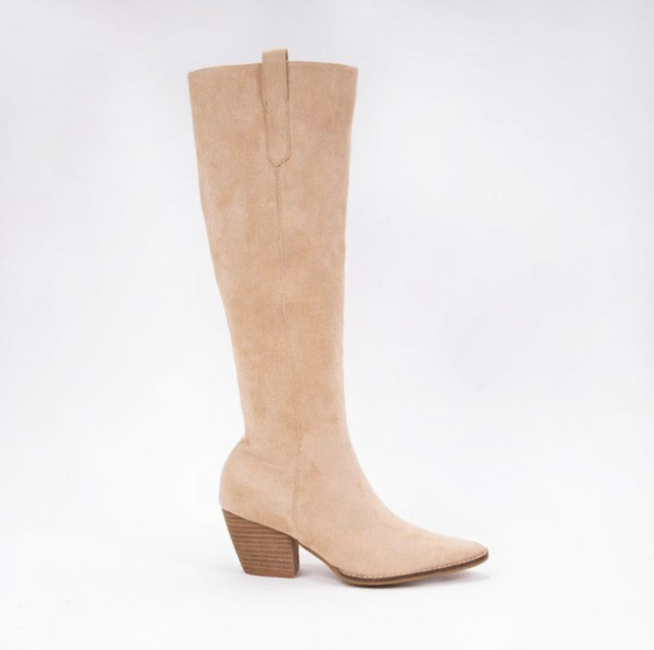 Faux Suede Knee High Boots- Taupe-Boots-Ccocci - Birkin-ultimatehousebuyers, Women's Fashion Boutique in Grinnell, Iowa